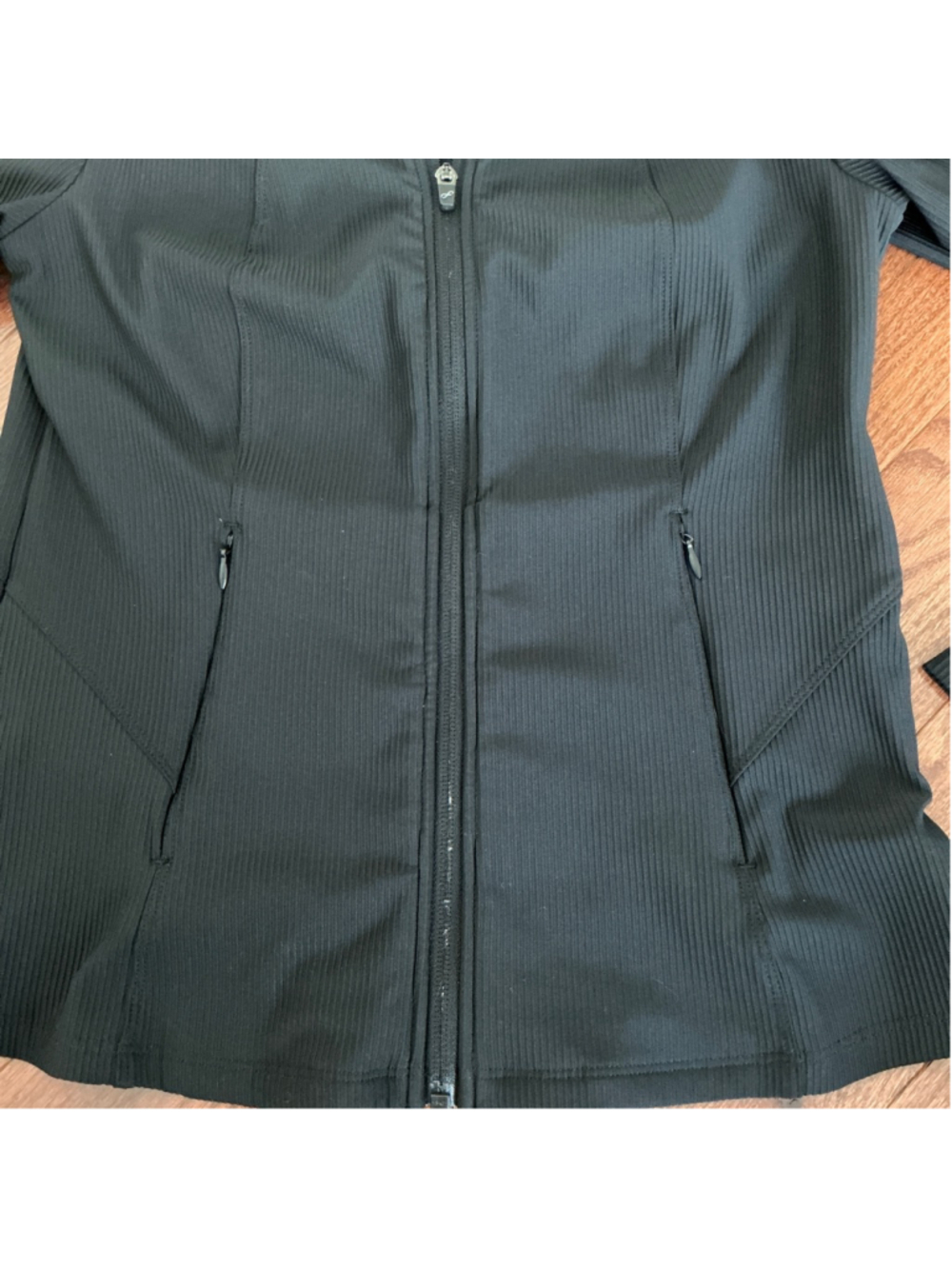 Women's FREELY Black Ribbed Full-Zip Jacket S - Picture 4 of 6